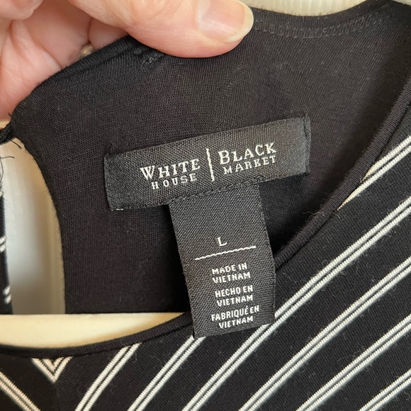 White House Black Market Black Stripe Maxi Dress Sz L - Picture 8 of 12